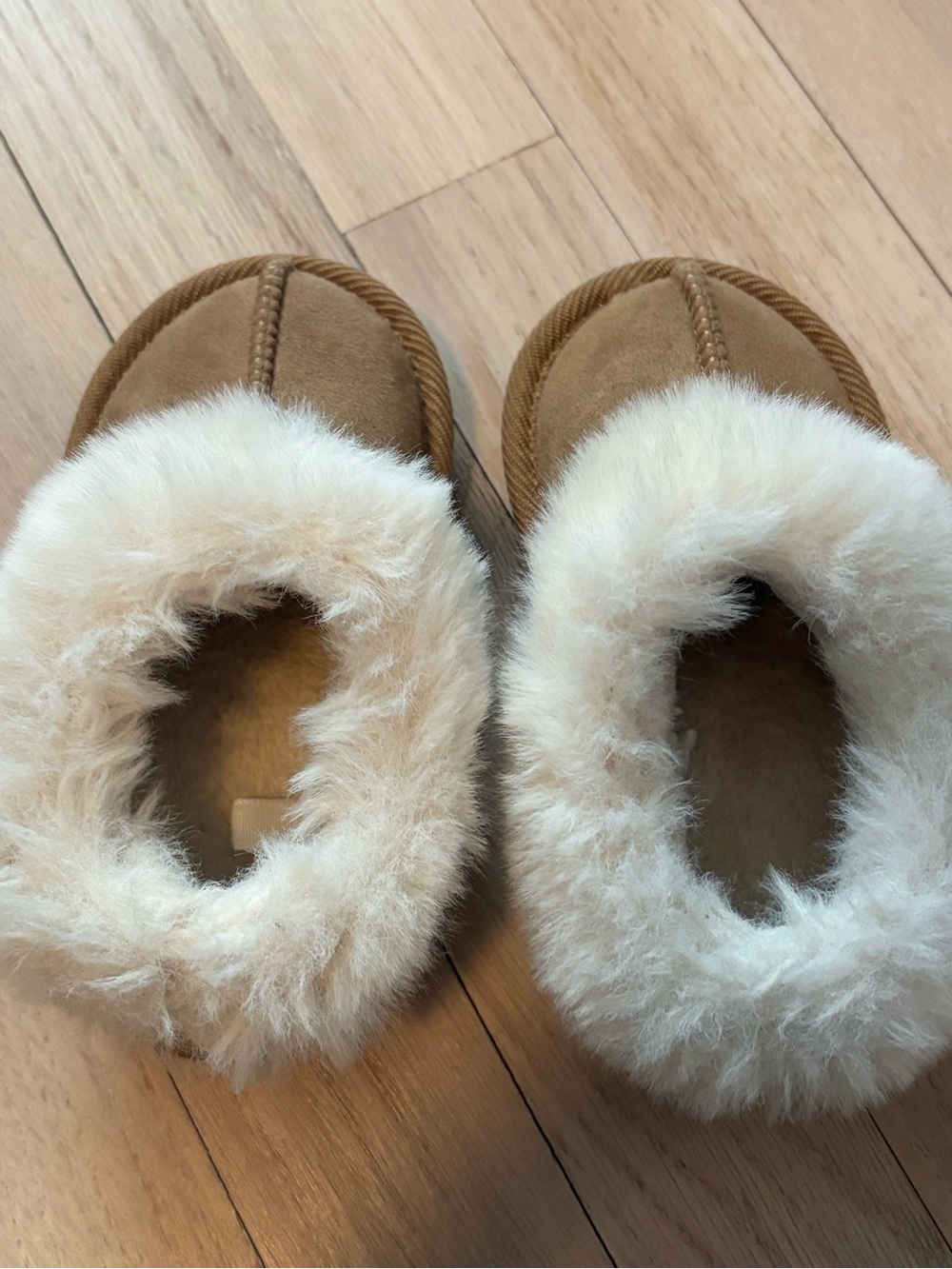 Cozy Kids Shearling-Lined Slip-On Boots - Tan/Cream